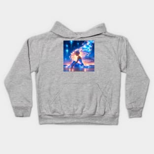 Beautiful anime girl on beach Kids Hoodie